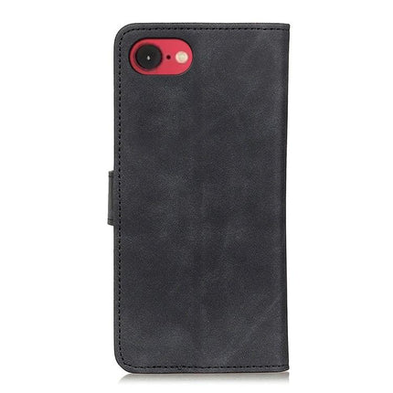 Khazneh Retro Leather Phone Case For Everyday Protection And Easy On The Go Use During Daily Commutes - black PU leather wallet case with card slots and kickstand