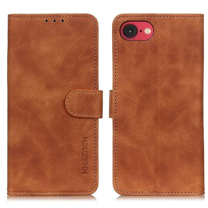Khazneh Retro Leather Phone Case For Everyday Protection And Easy On The Go Use During Daily Commutes - brown PU leather wallet case with card slots and kickstand