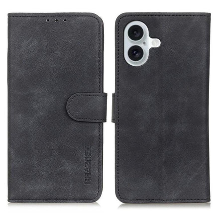 Khazneh Retro Leather Phone Case For Everyday Protection And Easy On The Go Use During Daily Commutes - black PU leather wallet case with card slots and kickstand