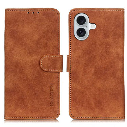 Khazneh Retro Leather Phone Case For Everyday Protection And Easy On The Go Use During Daily Commutes – brown PU leather wallet case with card slots, kickstand