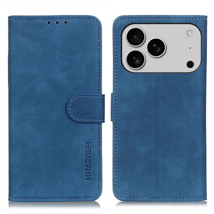 Khazneh Retro Leather Phone Case For Everyday Protection And Easy On The Go Use During Daily Commutes blue PU leather wallet case with card slots and kickstand