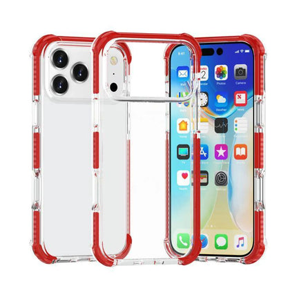 Phone Case For Everyday Protection During Daily Activities - clear TPU acrylic case with red bumper, slim shockproof design for commuting and daily use