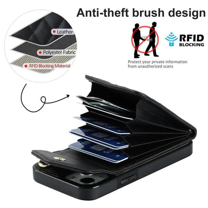 Phone Case With Lanyard For Everyday Outings showing PU leather wallet slots, RFID blocking and anti-theft brush design, slim TPU protective case