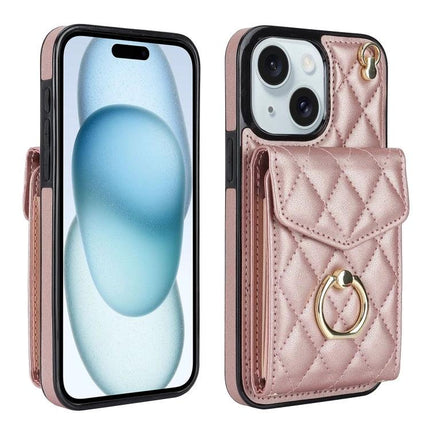 Phone Case With Lanyard For Daily Carry - rose gold quilted wallet case with card holder and detachable lanyard for hands-free use