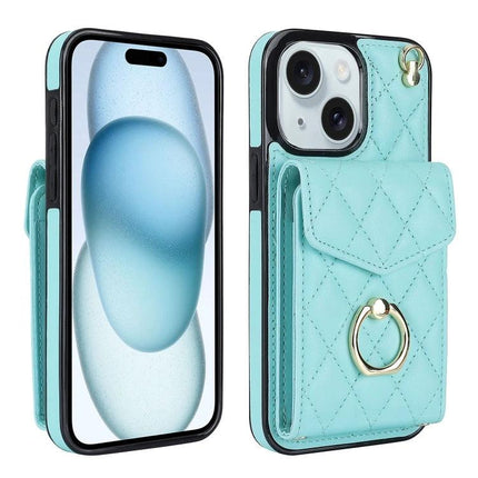 Phone Case With Lanyard For Daily Carry - quilted teal card holder case with adjustable lanyard and ring for neck or wrist