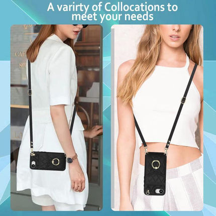 Lanyard Phone Case For Daily Use, Keeps Phone And Essentials Accessible Hands Free - black quilted crossbody phone wallet with adjustable lanyard
