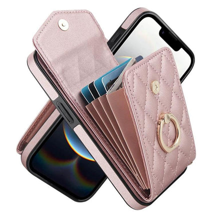 Lanyard Phone Case For Daily Use, Keeps Phone And Essentials Accessible Hands Free - pink quilted wallet case with RFID card slots and adjustable lanyard