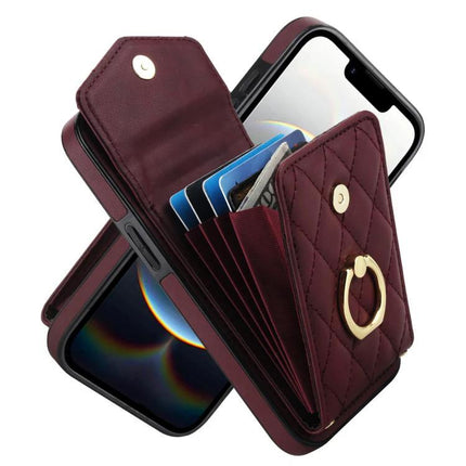 Lanyard Phone Case For Daily Use, Keeps Phone And Essentials Accessible Hands Free – burgundy quilted wallet case with card slot and ring
