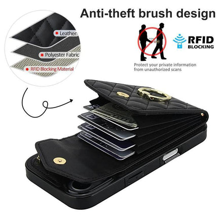 Travel Phone Case With Lanyard For Daily Essentials showing anti-theft RFID blocking card wallet on PU leather case with lanyard and protective TPU shell