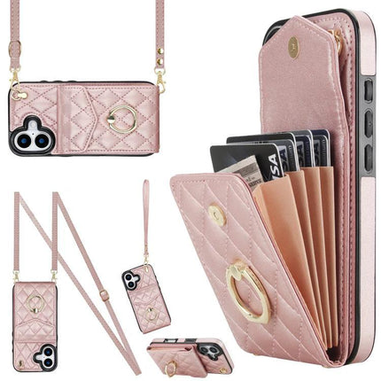 Travel Phone Case With Lanyard For Daily Essentials - pink quilted PU leather phone case with card slots, detachable lanyard and TPU protection