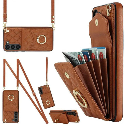 PU Card Wallet Case Lanyard For S23 S23+ Note20 Ultra