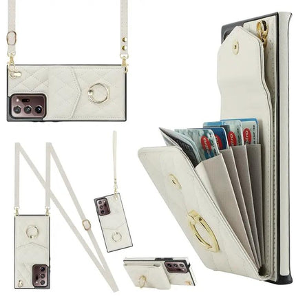 PU Card Wallet Case Lanyard For S23 S23+ Note20 Ultra