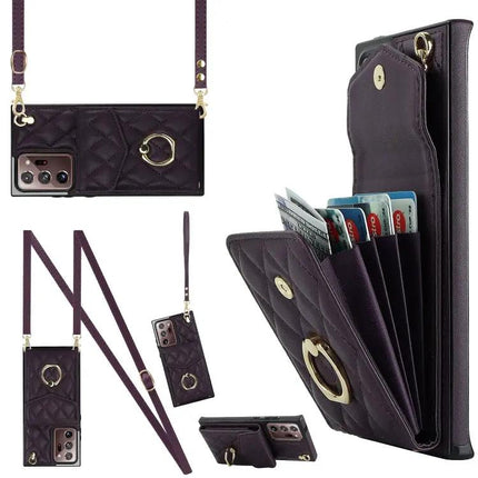 PU Card Wallet Case Lanyard For S23 S23+ Note20 Ultra