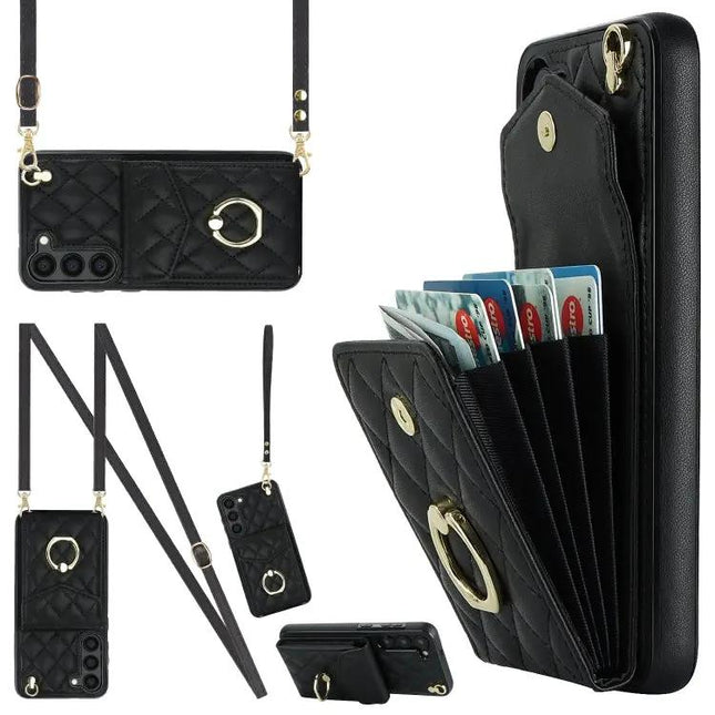 PU Leather Card Case With Lanyard For Galaxy S24 A54 S23