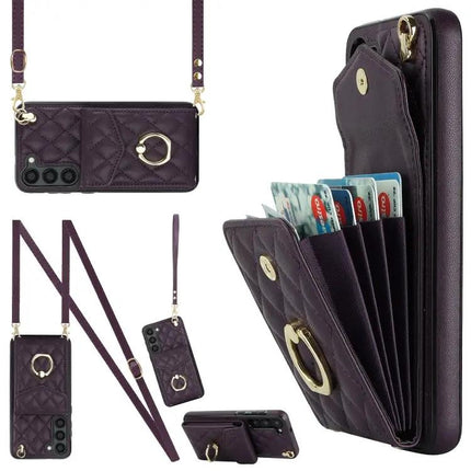 PU Leather Card Case With Lanyard For Galaxy S24 A54 S23