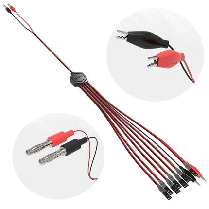 2UUL Ultra Soft Power Cable for iPhone 6 to 14 Pro Max — multi-connector red and black diagnostic cable with alligator clips for repairs