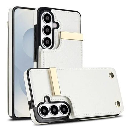 Wallet Phone Case Metal Buckle Card Slots For Galaxy