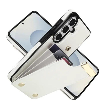 Wallet Phone Case Metal Buckle Card Slots For Galaxy