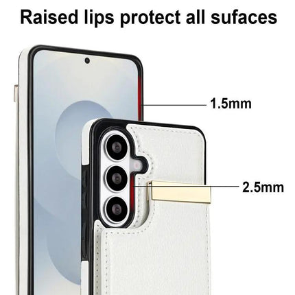 Wallet Phone Case Metal Buckle Card Slots For Galaxy