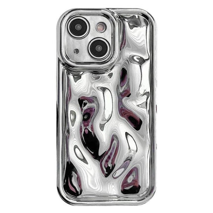 iPhone Case for Everyday Life Protection — soft TPU silver metallic ripple design, full-edge scratch and minor impact protection