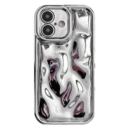 Phone Case for Everyday iPhone Handling with slim soft TPU, electroplating meteorite texture, metallic silver reflective finish