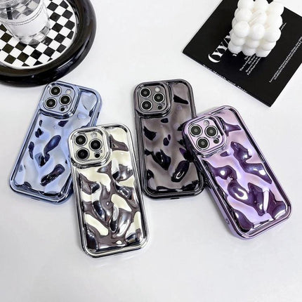 Phone Case for Everyday iPhone Handling with slim soft TPU and electroplating meteorite texture in blue, silver, black, and purple colors