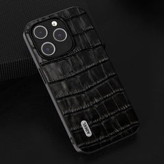 Étui de téléphone en cuir véritable à texture crocodile ABEEL