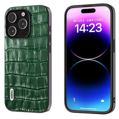 Étui de téléphone en cuir véritable à texture crocodile ABEEL