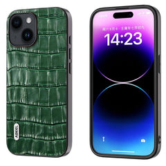 Étui de téléphone en cuir véritable à texture crocodile ABEEL