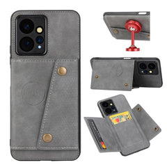 Magnetic Phone Case with Double Buckle and Card Slots