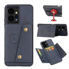 Magnetic Phone Case with Double Buckle and Card Slots