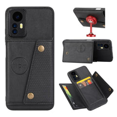 Magnetic Phone Case with Double Buckle and Card Slots