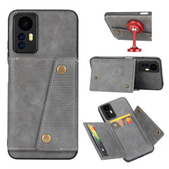 Magnetic Phone Case with Double Buckle and Card Slots