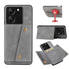 Magnetic Phone Case with Double Buckle and Card Slots