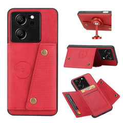 Magnetic Phone Case with Double Buckle and Card Slots