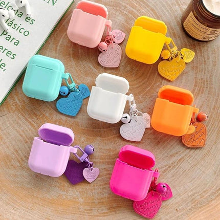 Protective Case for Earphones in Everyday Activities - colorful silicone TPU cases with heart keychain protecting earbuds