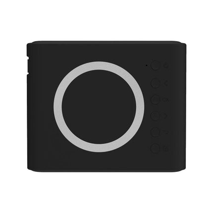 Compact LCD Projector for Portable Home Entertainment and Presentations compact black portable projector with top control dial and buttons