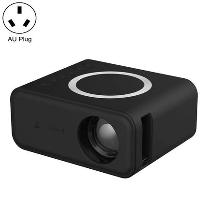 Compact LCD Projector for Portable Home Entertainment and Presentations - black compact portable projector with lens and control ring
