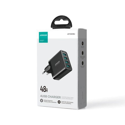 Joyroom USB Charger for Daily Device Charging at Home - 4-port wall charger packaging showing compact multi-port USB charger