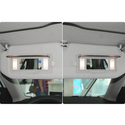 Buick Chevrolet Left Hand Drive Sun Visor Mirror Black installed on left side visor with built-in lights and black ABS finish