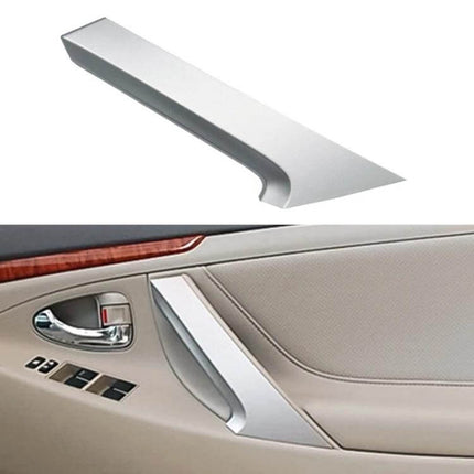 Interior Door Handle Cover For Camry Left Front Replacement - silver ABS+PC chrome-finish trim piece shown installed on 2006–2011 Toyota Camry left-front door
