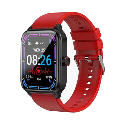 Smart Watch for Daily Health and Activity Monitoring - red smartwatch showing heart rate, steps, sleep and activity tracking on color display