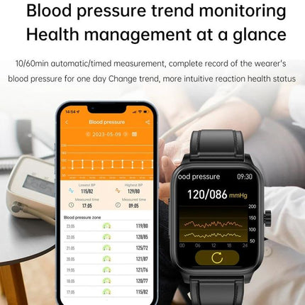 Smart Watch for Daily Health and Activity Monitoring - blood pressure trend and heart rate tracking on watch and companion app