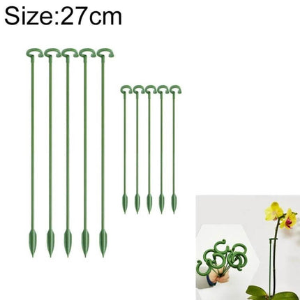 Flower Shape Plant Support Rods, 10 Pieces, 17 to 58 cm - green fiberglass stakes set with flower-shaped tips for potted plants and vines