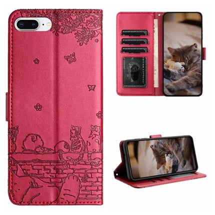 Leather Phone Case With Cat Design For Everyday Protection - pink PU wallet case with card slots, lanyard, and kickstand showing cat image