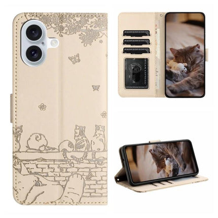 Phone Case With Lanyard For Everyday Use Keeps Your Phone Secure While You Run Errands Or Walk The Dog - beige cat print wallet case with card slots and stand