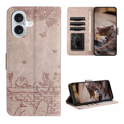 Cat Pattern Leather Phone Case With Lanyard For Everyday Carry And Quick Access On The Go - pink cat wallet case with card slots and detachable lanyard