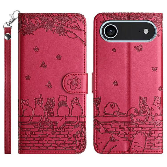 Phone Case With Lanyard For Everyday Use Keeps Your Phone Secure While You Run Errands Or Walk The Dog - red wallet case with cat design and wrist lanyard