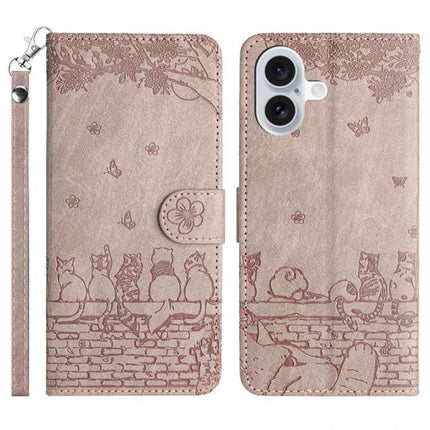 Leather Phone Case With Lanyard For Daily Essentials - rose gold PU wallet case with cat design, lanyard and card slots
