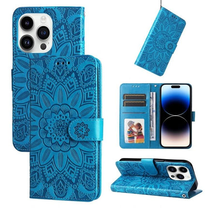 Leather Phone Case With Sunflower Design For Everyday Carry And Card Storage For Daily Essentials - blue floral wallet case with card slots